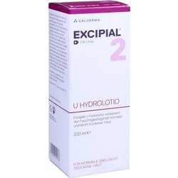 Eine weiße Verpackung mit lila Schrift für eine Hautlotion namens Excipial.