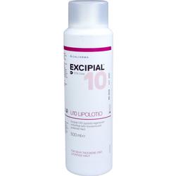 Eine weiße Flasche Excipial U10 Lipolotio mit 500 ml für trockene Haut.